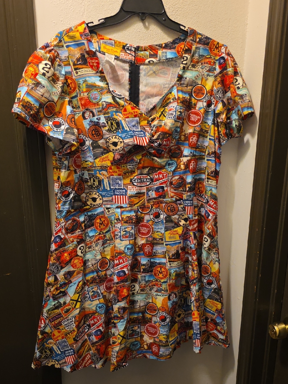 Colorful Travel Patchwork Fit & Flare Dress - Multicolor